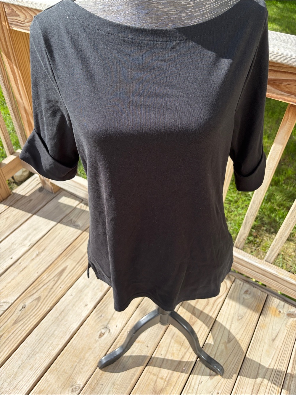 Ralph Lauren Black Boatneck Roll-Sleeve Tunic